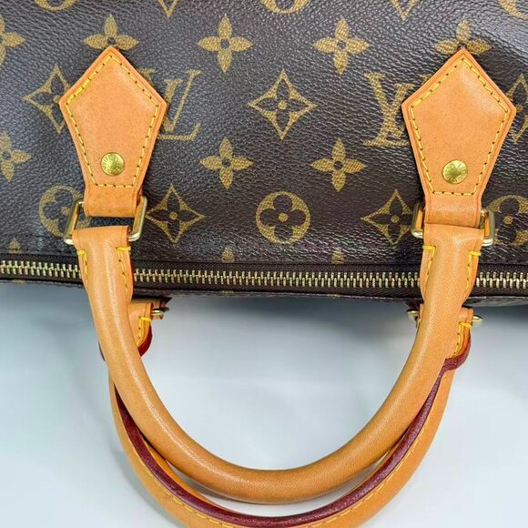 Louis Vuitton Monogram Canvas Speedy 30 Top Handle Bag with Brown Pattern - Picture 8 of 9